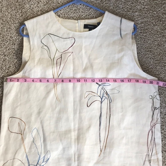 NWOT - Theory sleeveless dress linen print shift - Picture 9 of 11